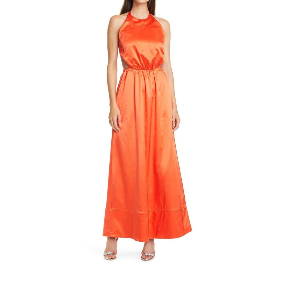 STAUD Orange Backless Dress